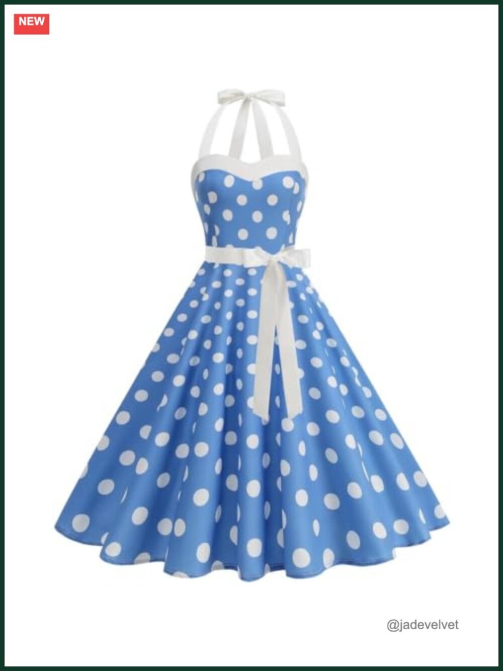 1950s Vintage Halter Polka Dot Dress Retro Tea Party Swing